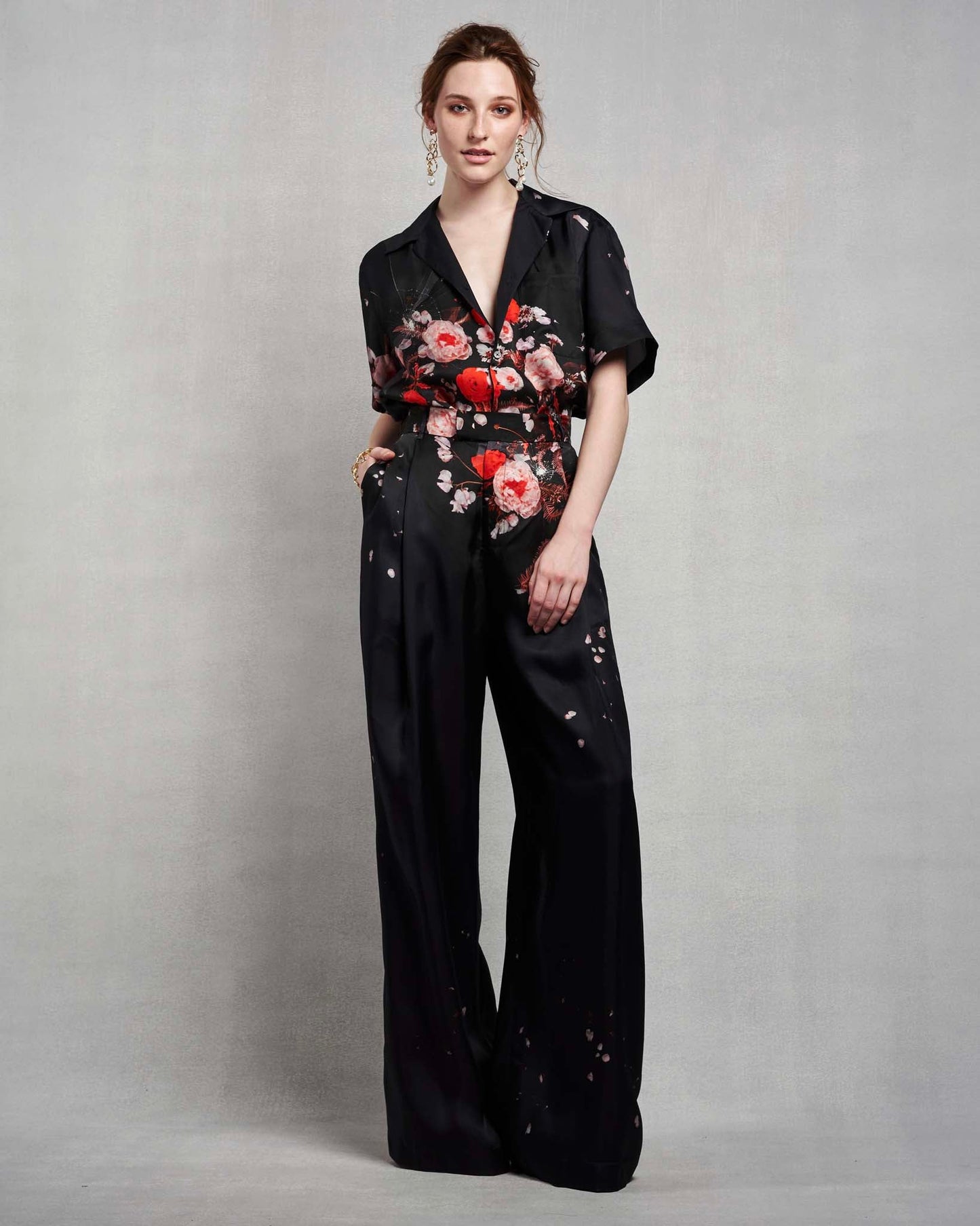 Daniel Camp Shirt | Red Shattered Florals