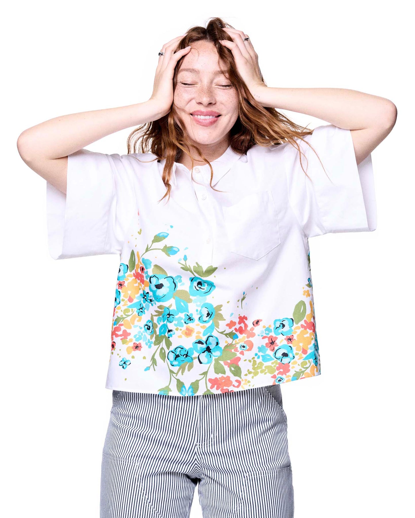 Boxy Shirt | White Morning Blooms